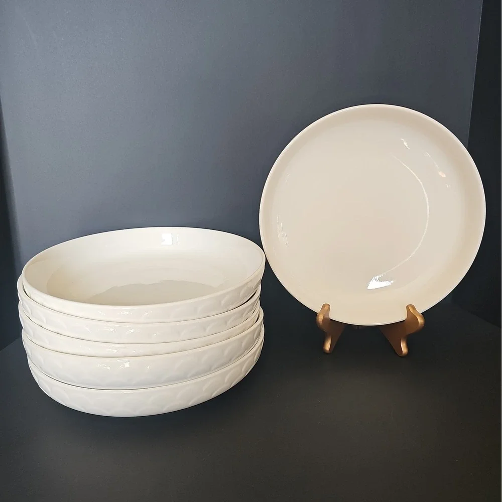 Dowan Pasta Bowls Set of 4 for Large Portions, 54 oz Textured Motif Large Salad